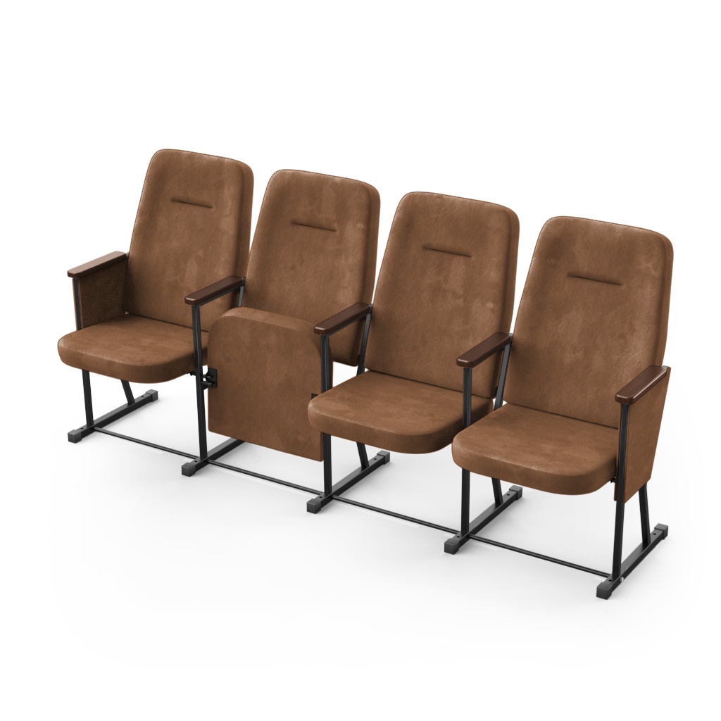 Крісло секційне ПРЕМ'ЄРА АКОРД-УНІВЕРСАЛ з дерев’яним підлокітником та фальшпанелями, 4 секції